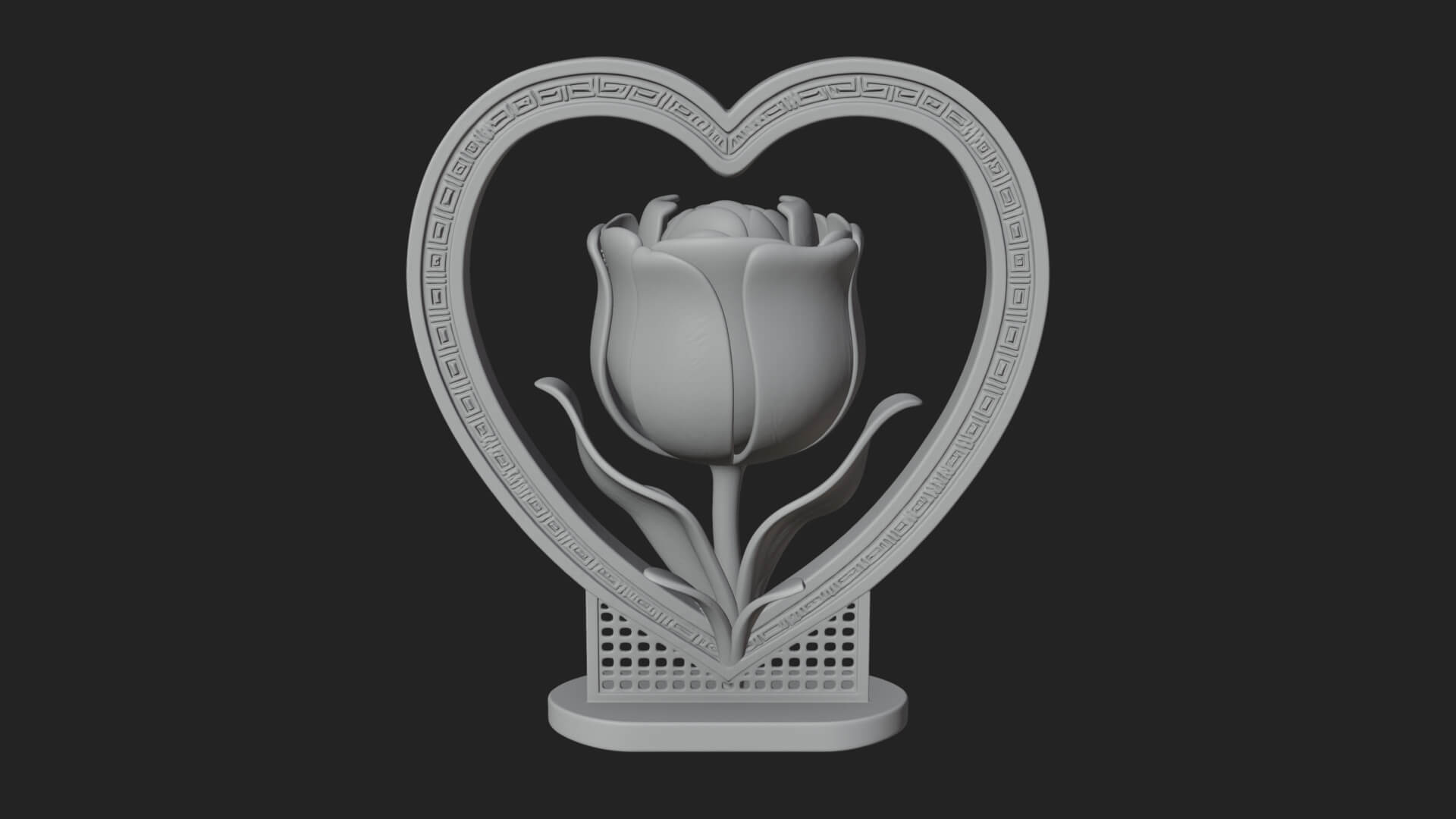 Ornate Framed Heart Plaque Design 45 3D Print Model 3D Model