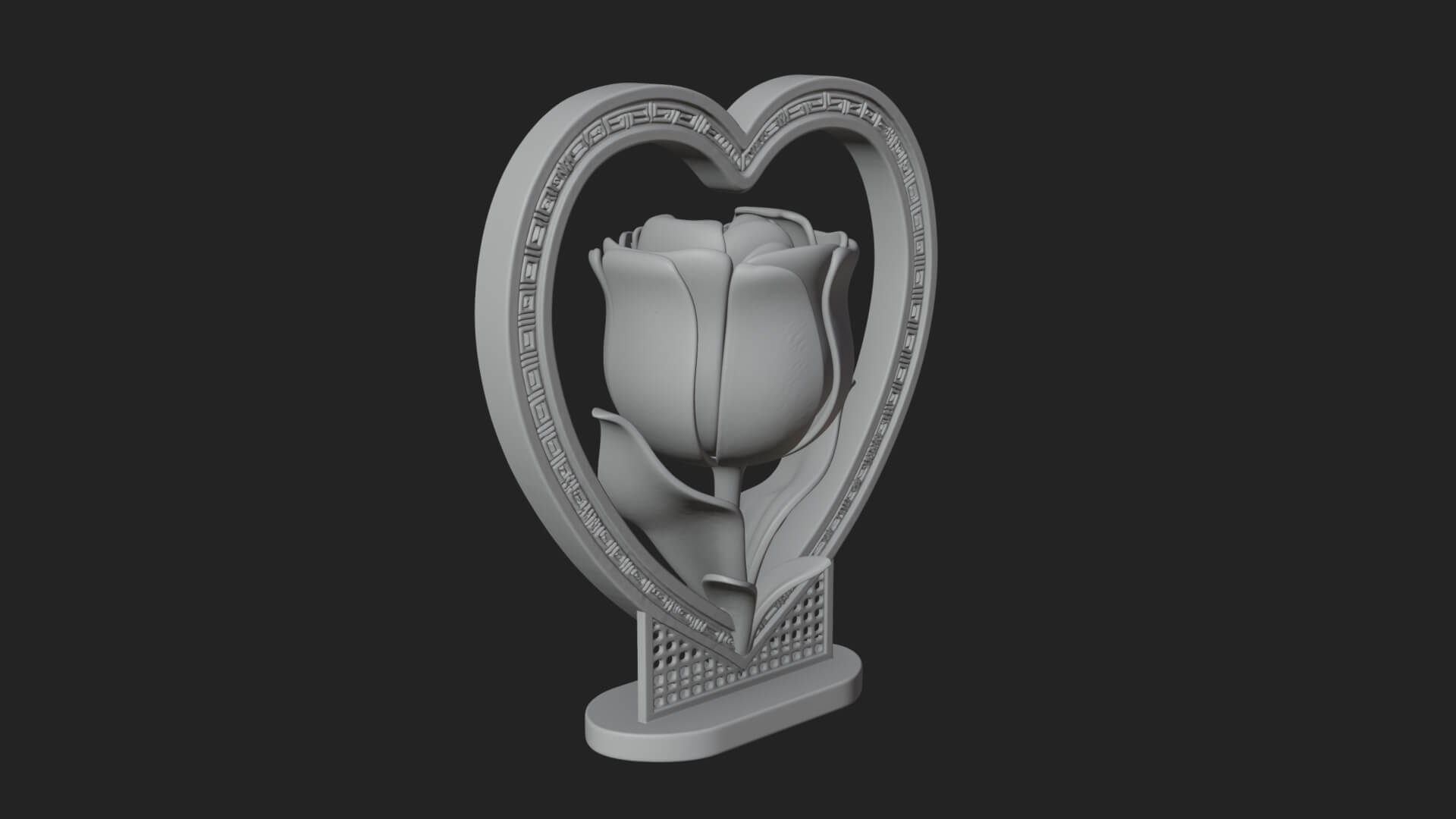 Ornate Framed Heart Plaque Design 45 3D Print Model 3D Model