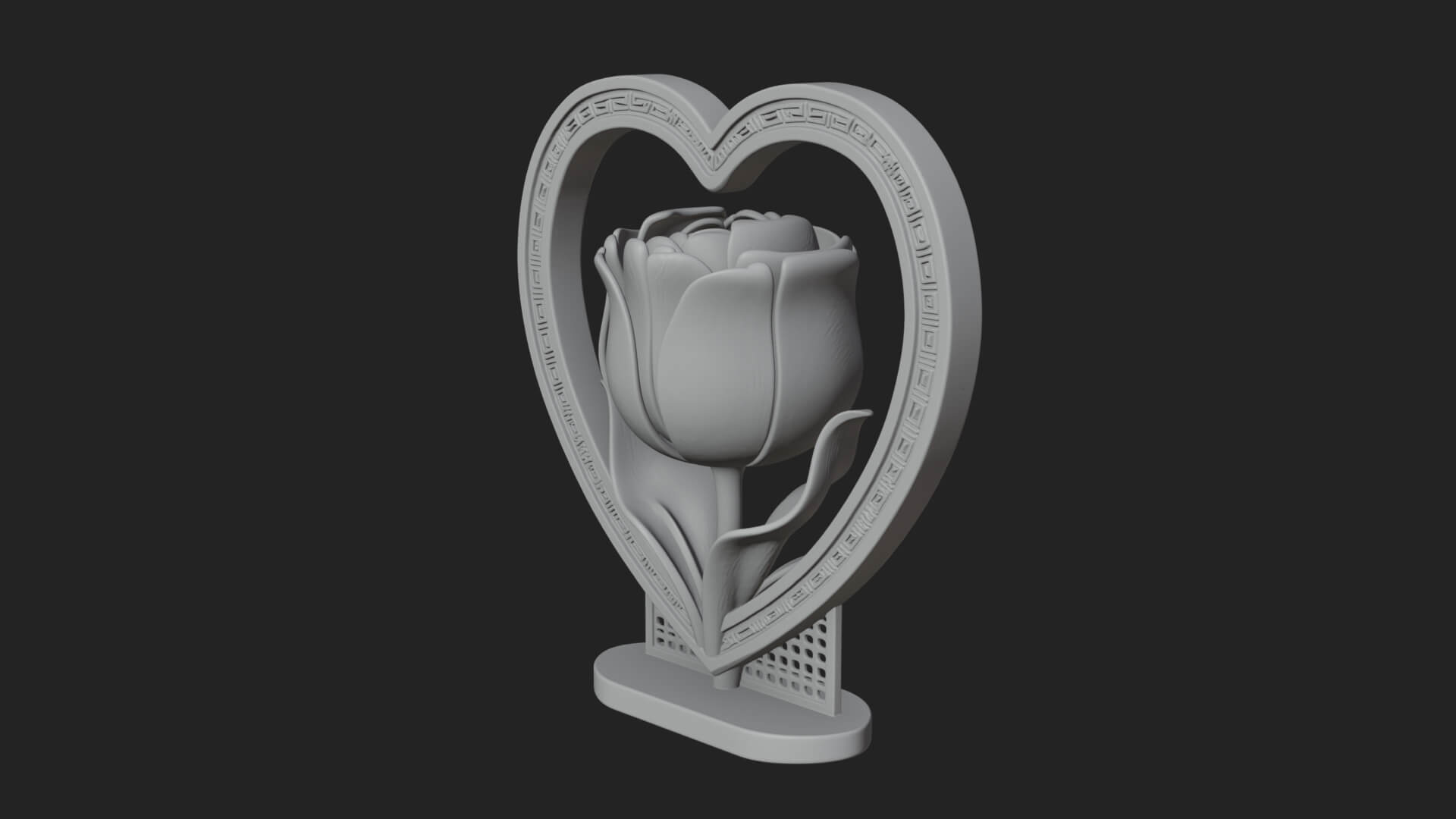 Ornate Framed Heart Plaque Design 45 3D Print Model 3D Model