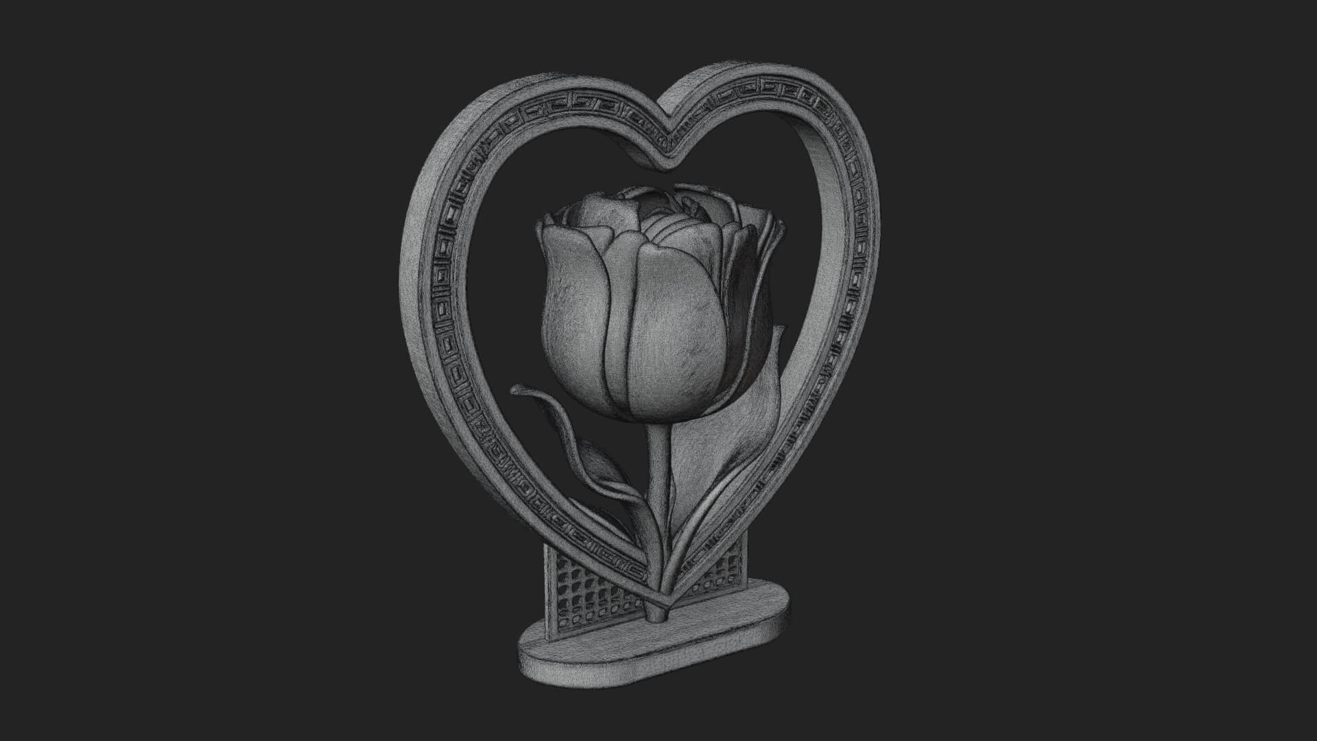 Ornate Framed Heart Plaque Design 45 3D Print Model 3D Model