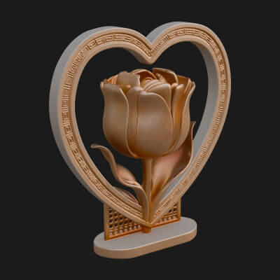 Ornate Framed Heart Plaque Design 45 3D Print Model