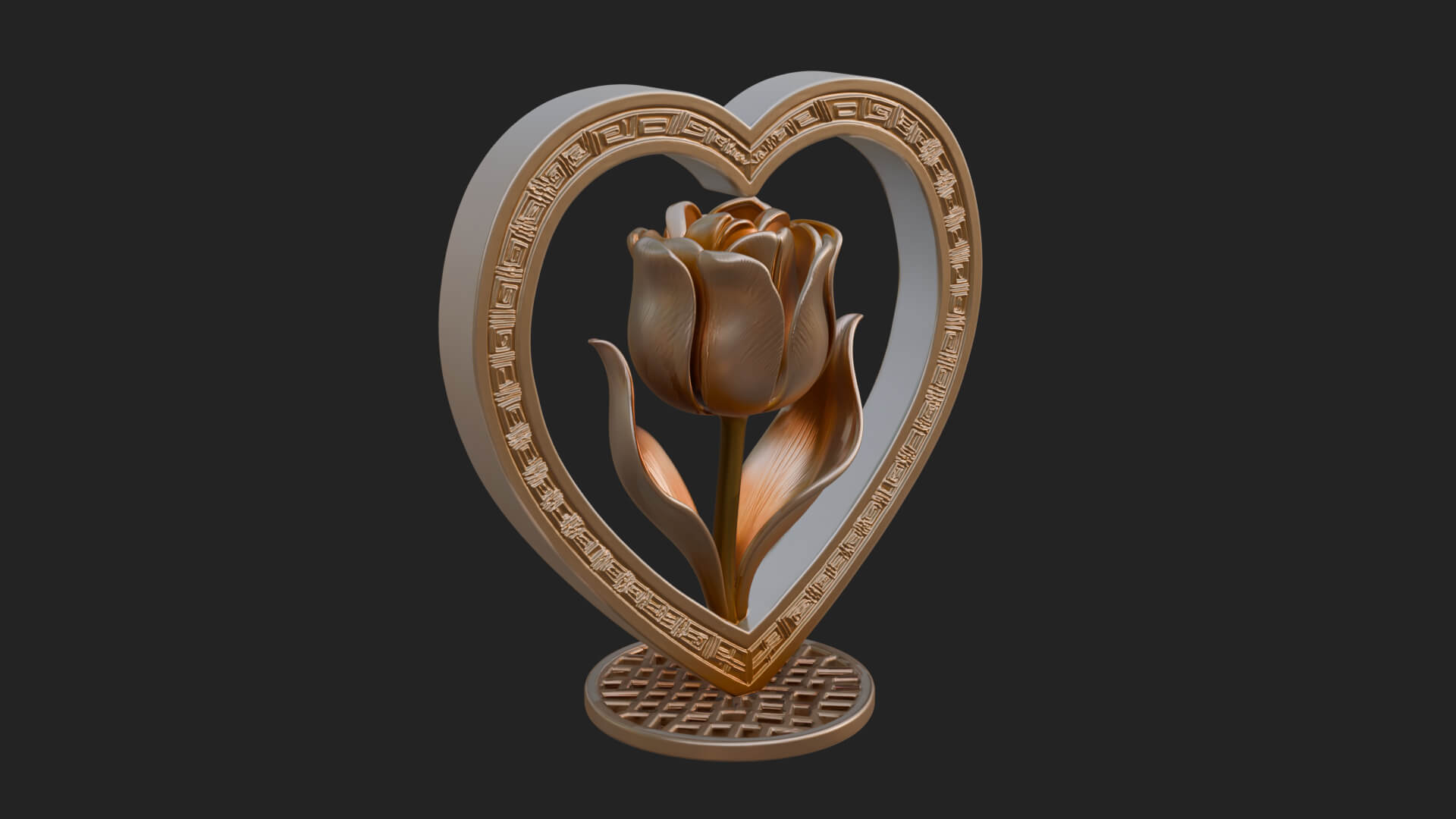 Ornate Framed Heart Plaque Design 46 3D Print Model 3D Model