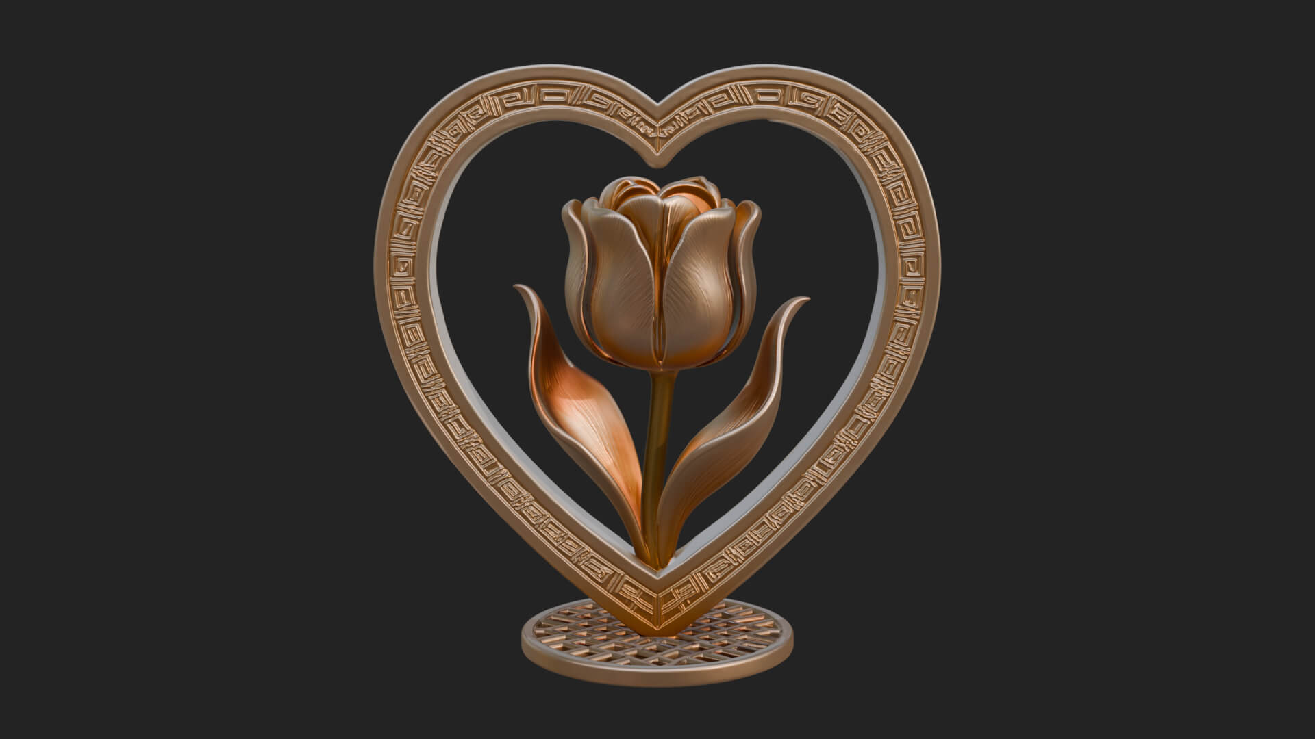 Ornate Framed Heart Plaque Design 46 3D Print Model 3D Model