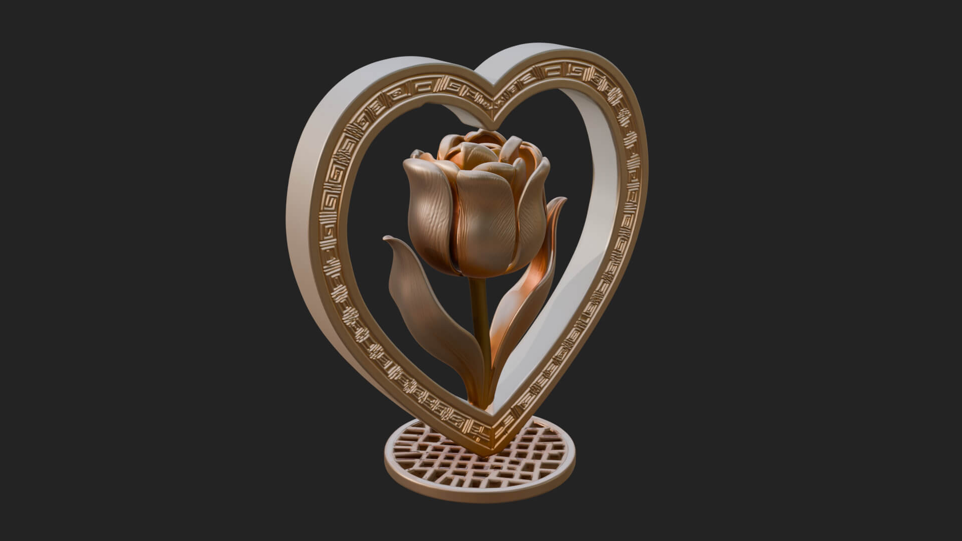 Ornate Framed Heart Plaque Design 46 3D Print Model 3D Model