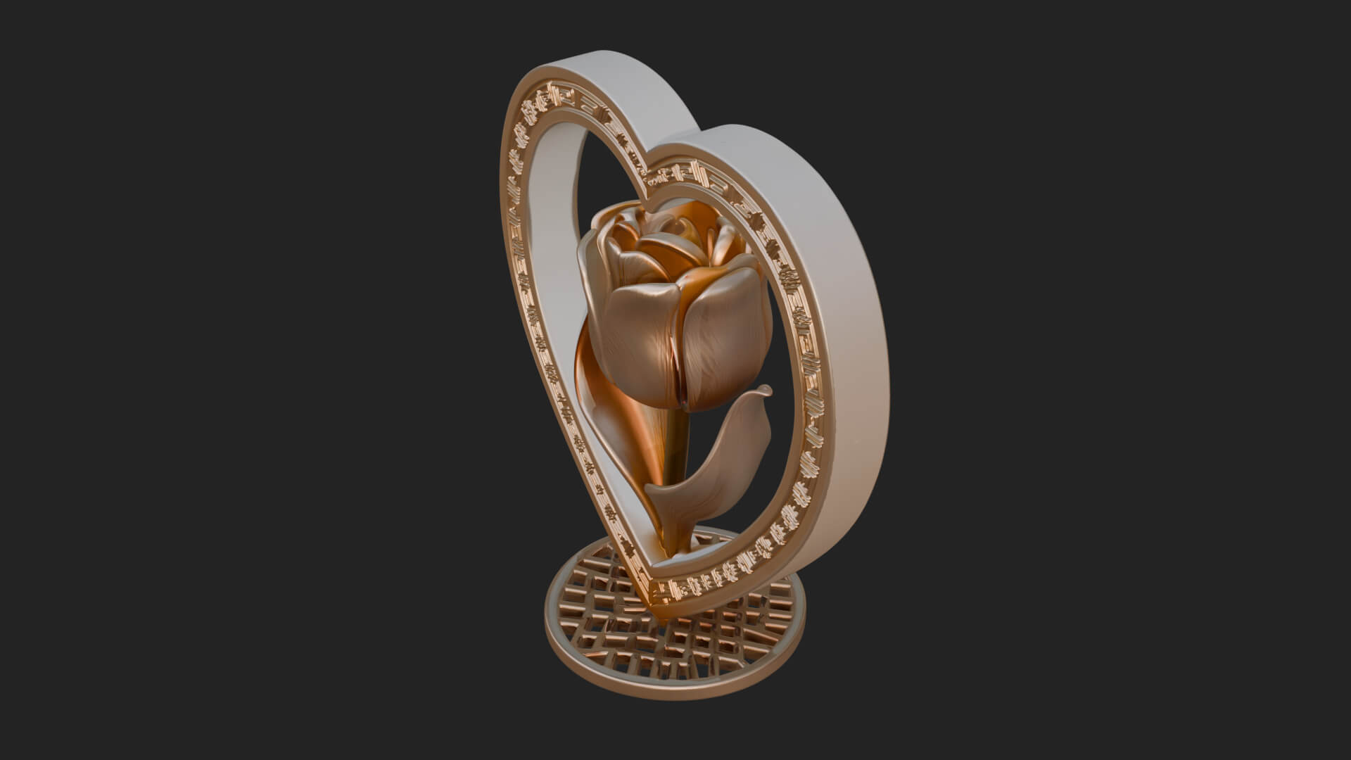 Ornate Framed Heart Plaque Design 46 3D Print Model 3D Model