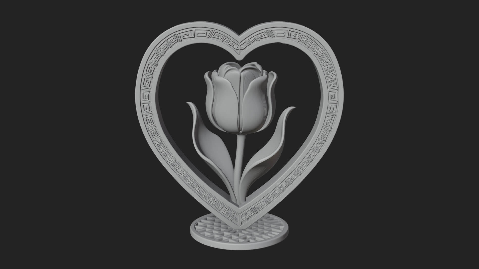 Ornate Framed Heart Plaque Design 46 3D Print Model 3D Model
