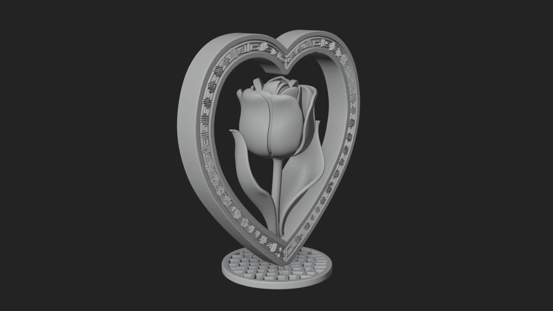 Ornate Framed Heart Plaque Design 46 3D Print Model 3D Model