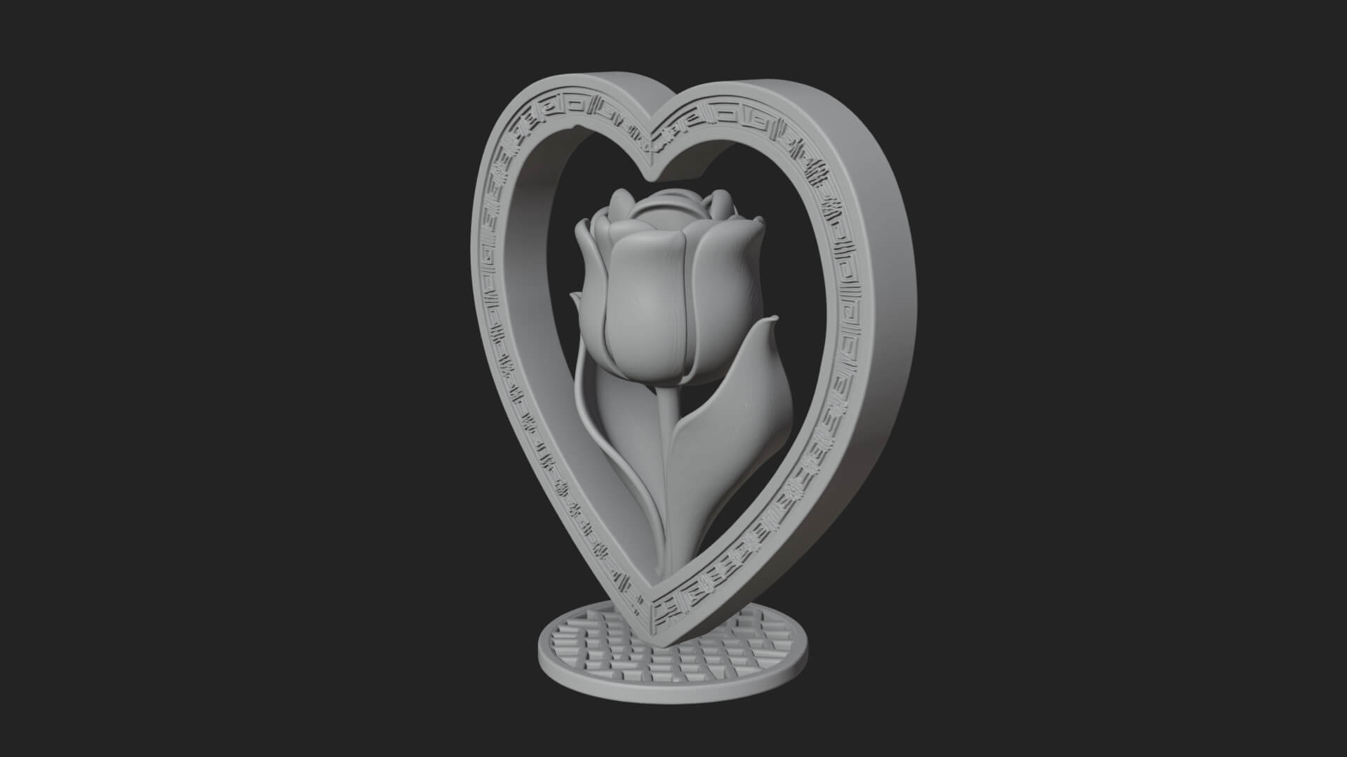 Ornate Framed Heart Plaque Design 46 3D Print Model 3D Model