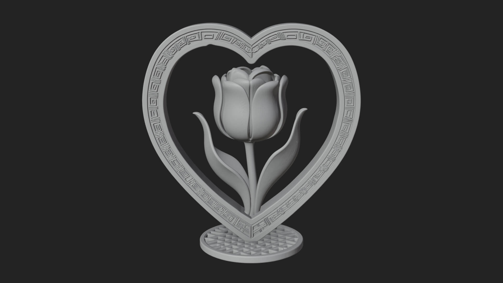 Ornate Framed Heart Plaque Design 46 3D Print Model 3D Model
