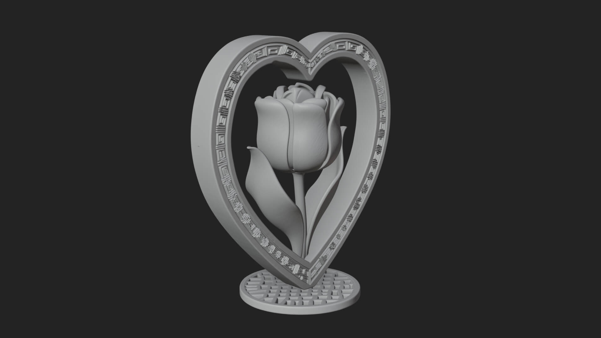 Ornate Framed Heart Plaque Design 46 3D Print Model 3D Model