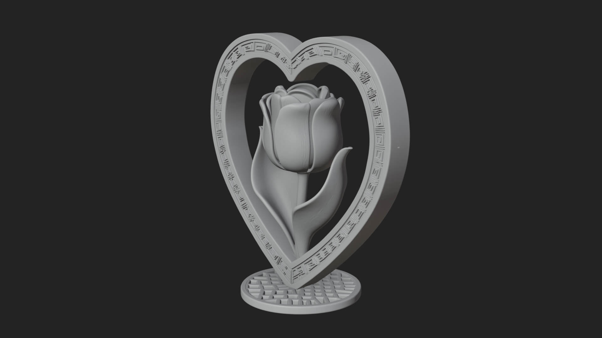 Ornate Framed Heart Plaque Design 46 3D Print Model 3D Model