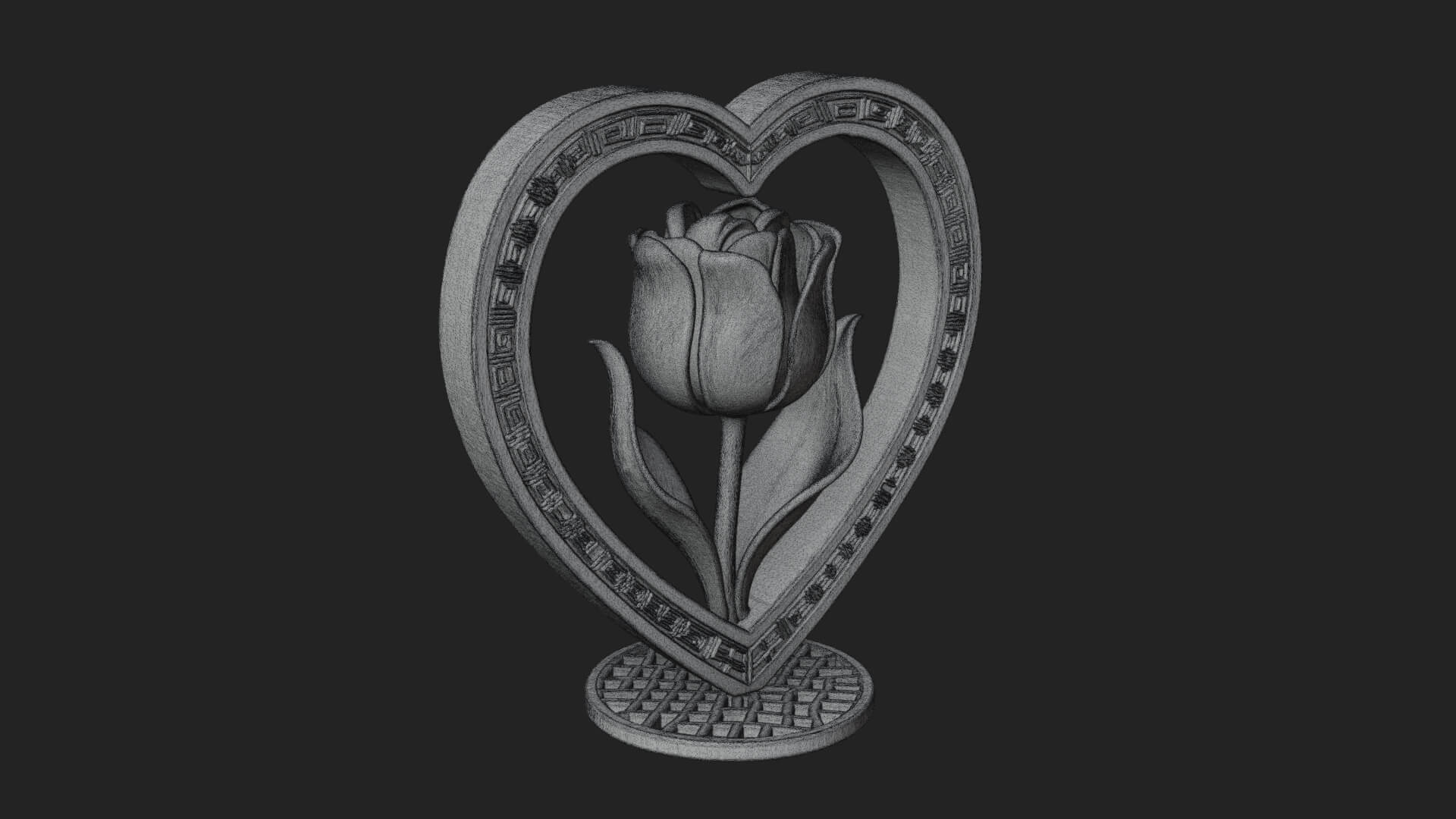 Ornate Framed Heart Plaque Design 46 3D Print Model 3D Model
