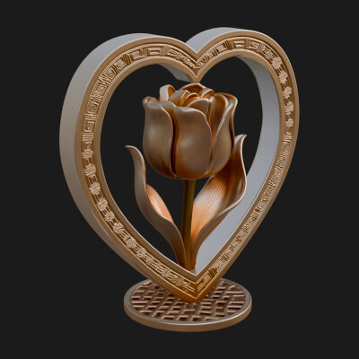 Ornate Framed Heart Plaque Design 46 3D Print Model