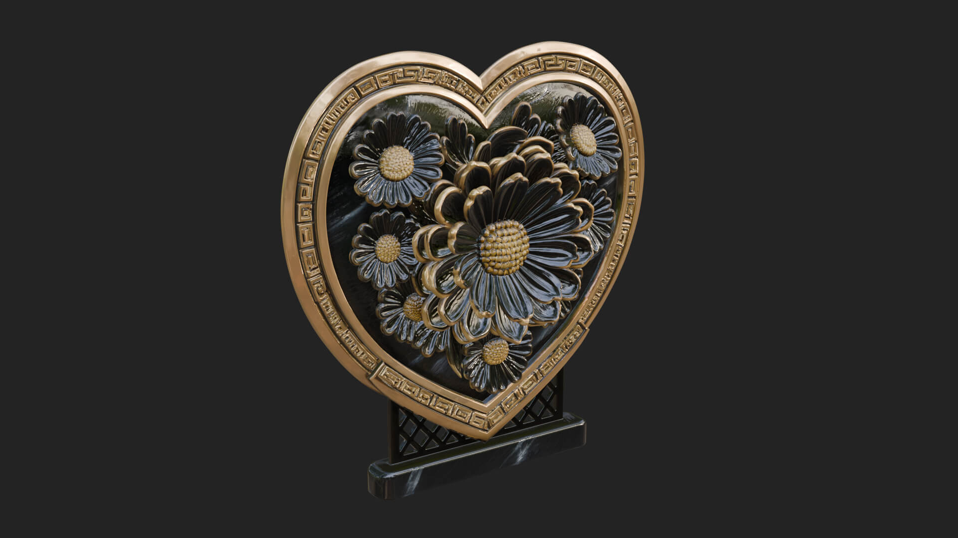Ornate Framed Heart Plaque Design 47 3D Print Model 3D Model