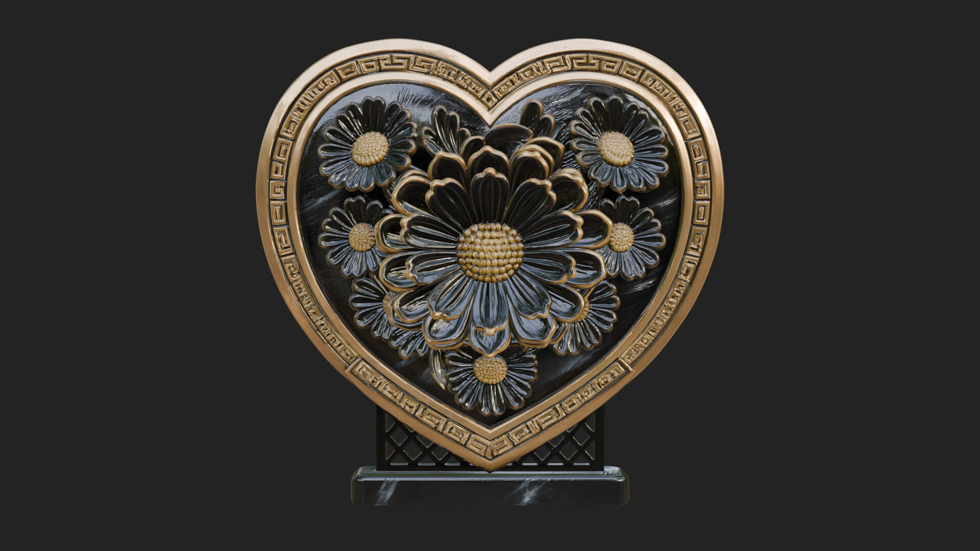 Ornate Framed Heart Plaque Design 47 3D Print Model 3D Model