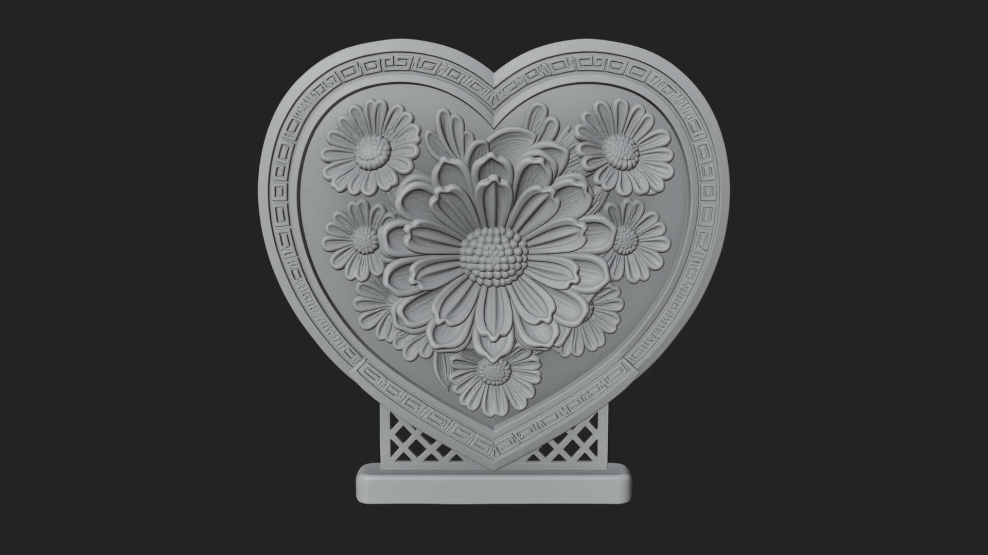 Ornate Framed Heart Plaque Design 47 3D Print Model 3D Model