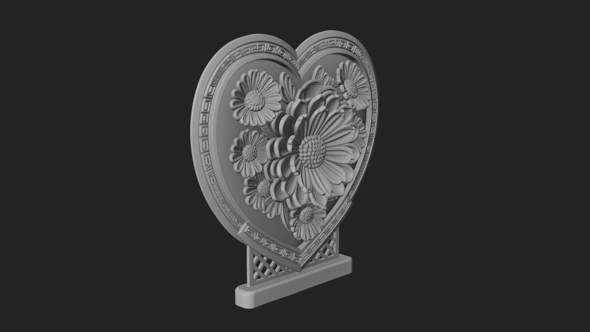 Ornate Framed Heart Plaque Design 47 3D Print Model 3D Model