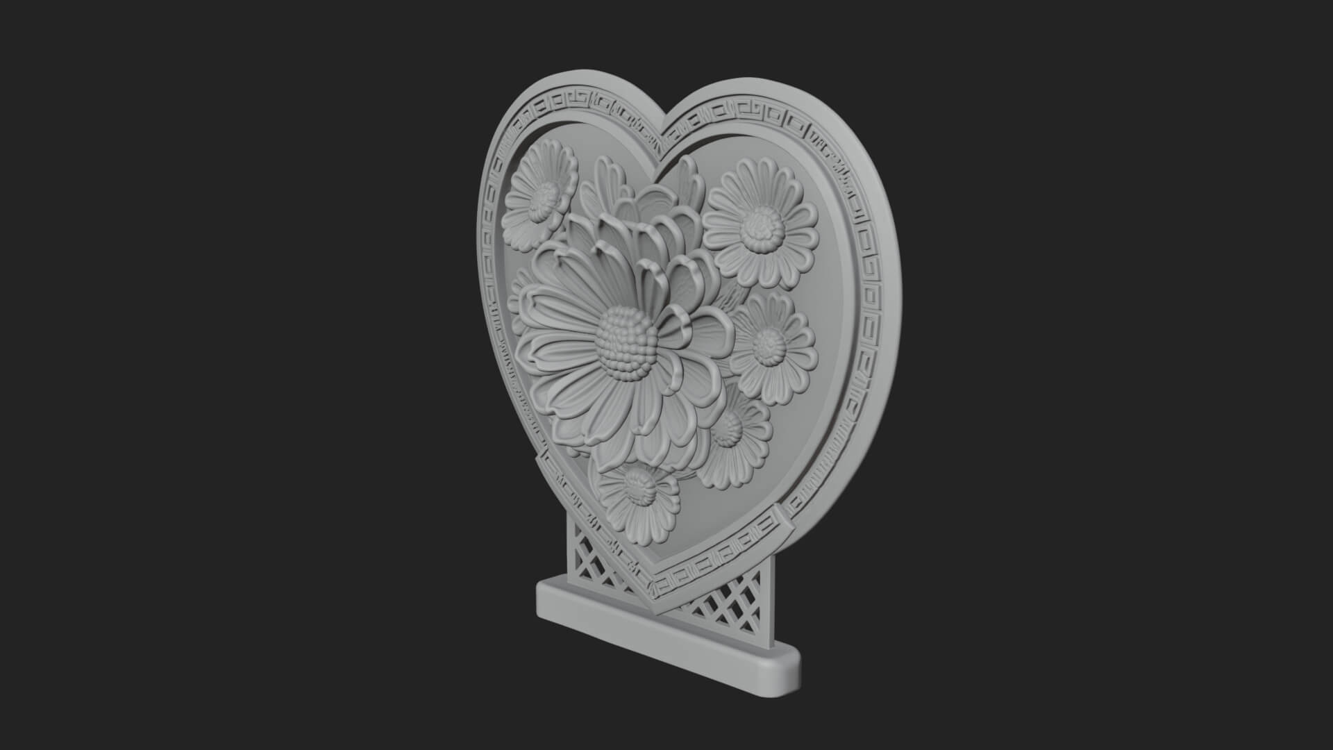 Ornate Framed Heart Plaque Design 47 3D Print Model 3D Model