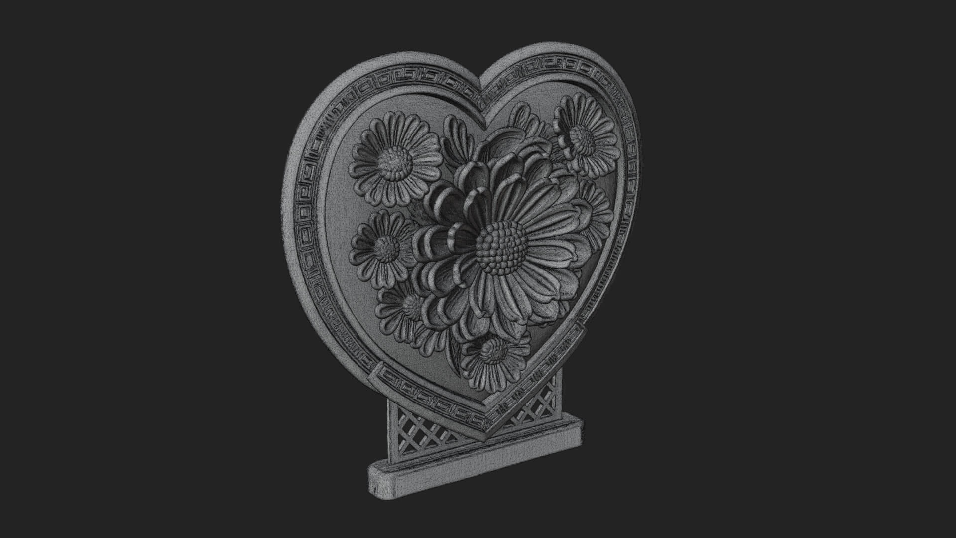 Ornate Framed Heart Plaque Design 47 3D Print Model 3D Model
