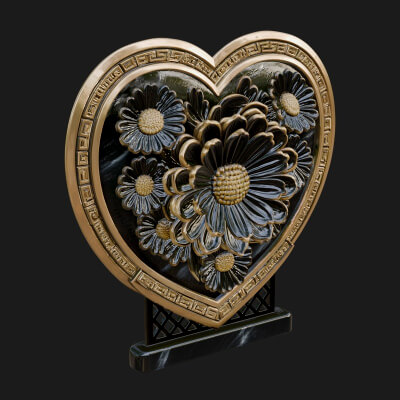 Ornate Framed Heart Plaque Design 47 3D Print Model