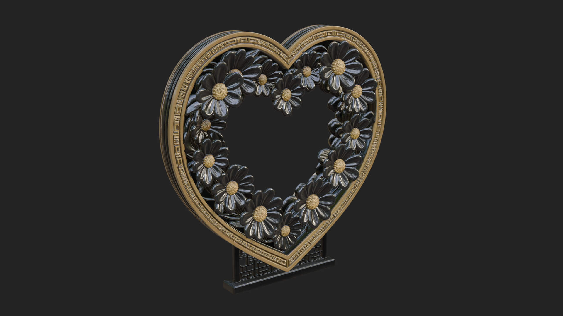 Ornate Framed Heart Plaque Design 48 3D Print Model 3D Model