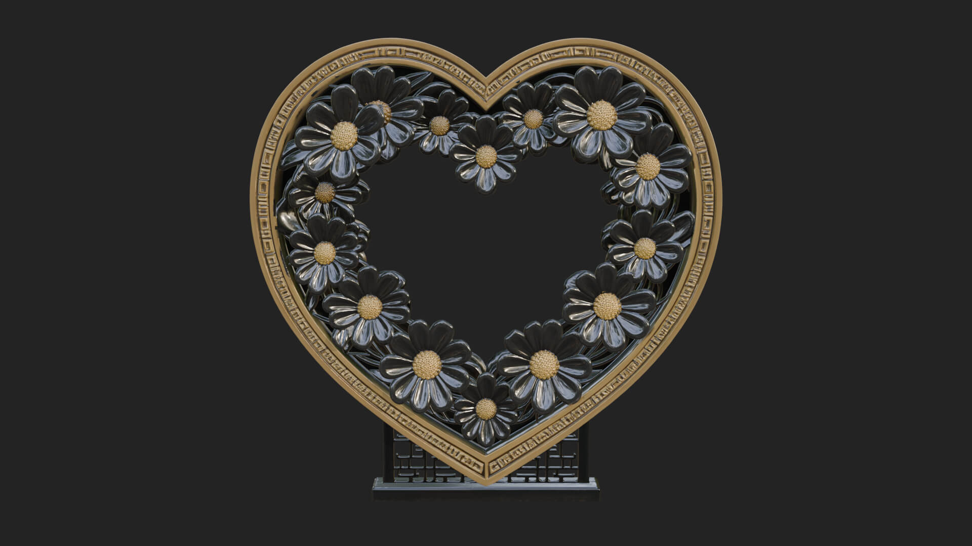 Ornate Framed Heart Plaque Design 48 3D Print Model 3D Model