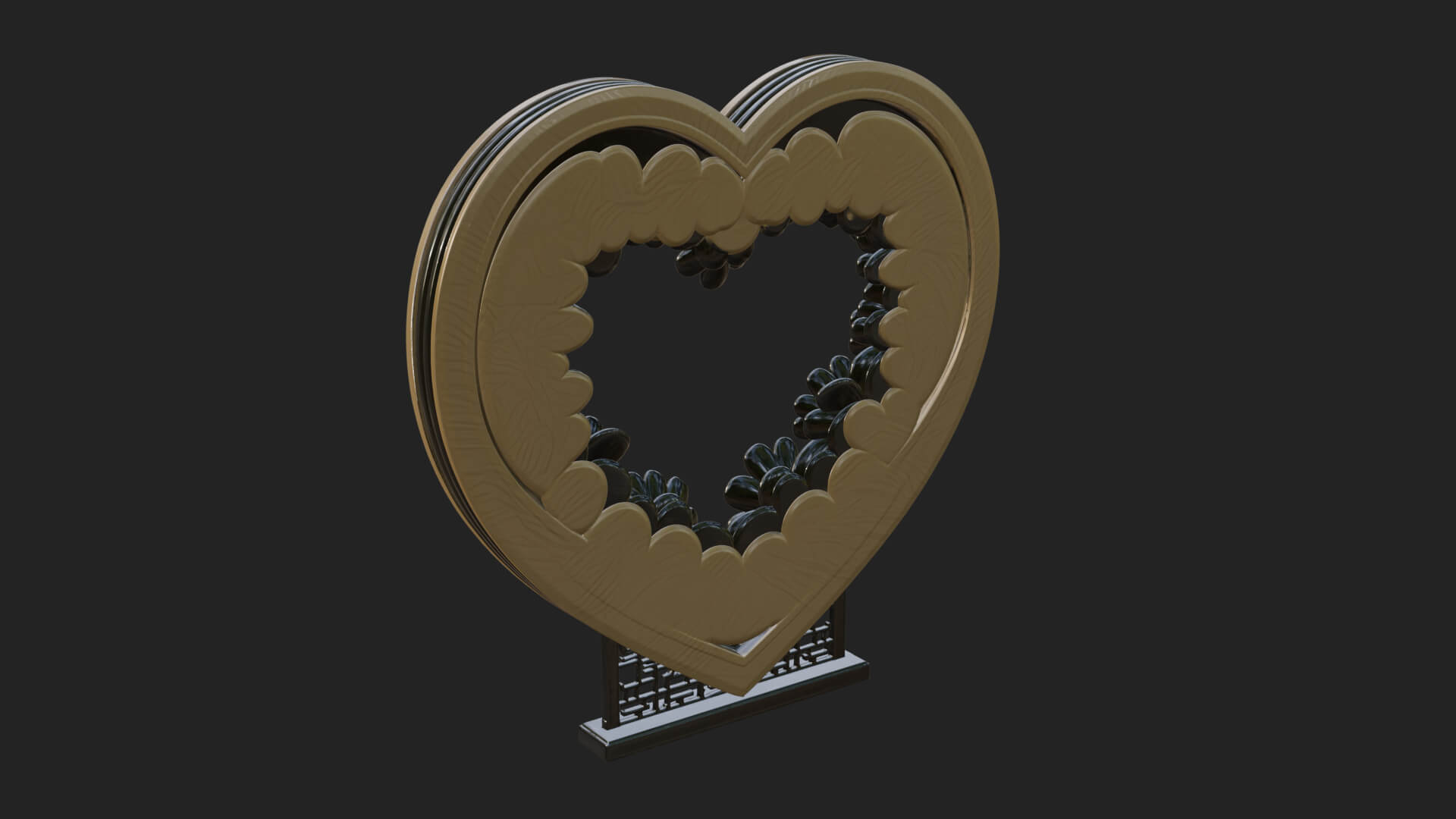 Ornate Framed Heart Plaque Design 48 3D Print Model 3D Model