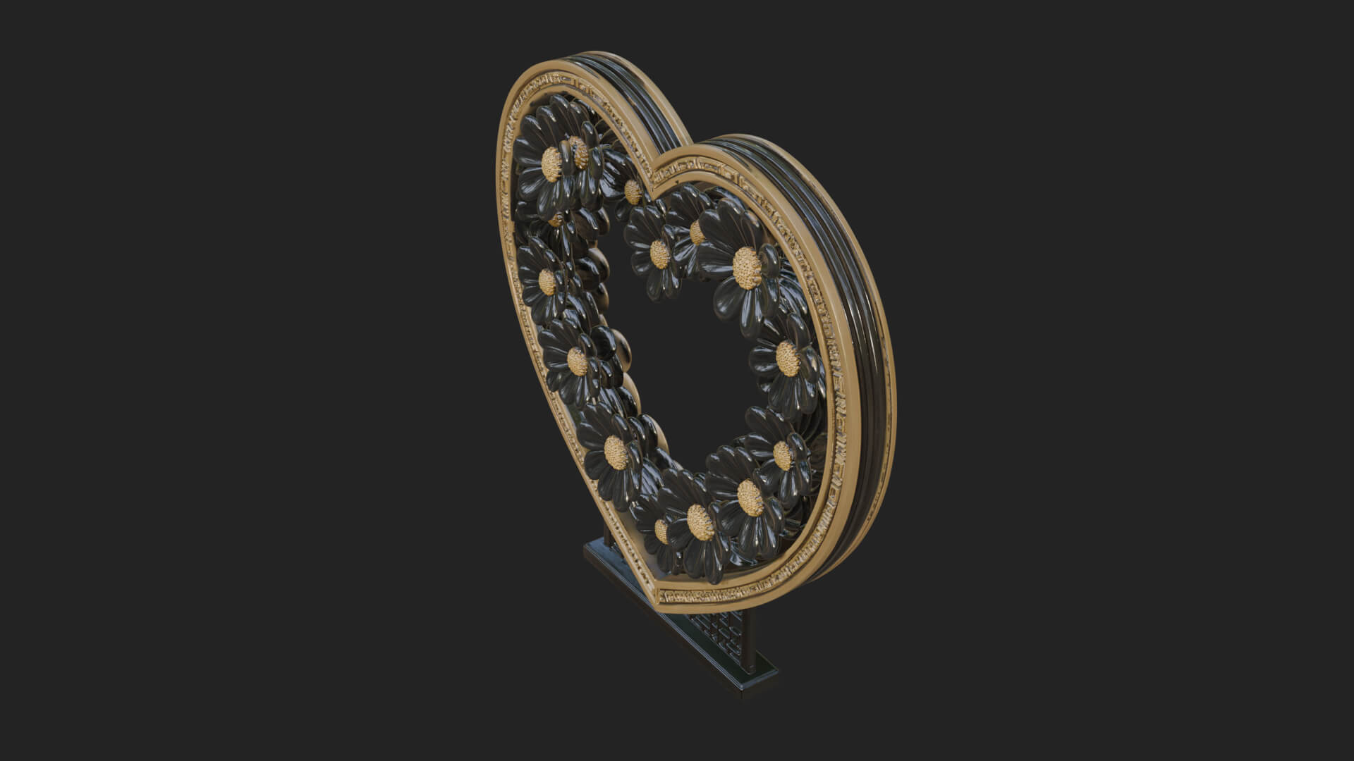 Ornate Framed Heart Plaque Design 48 3D Print Model 3D Model