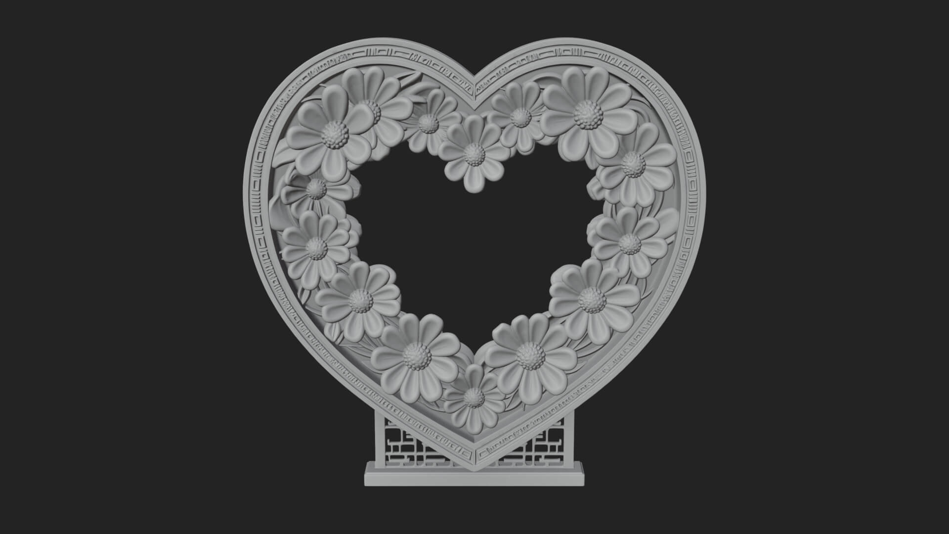 Ornate Framed Heart Plaque Design 48 3D Print Model 3D Model