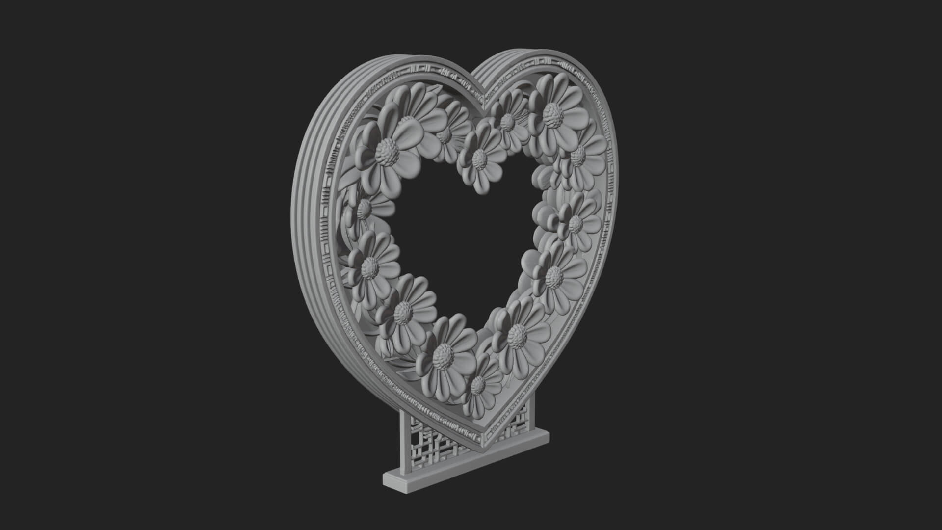 Ornate Framed Heart Plaque Design 48 3D Print Model 3D Model