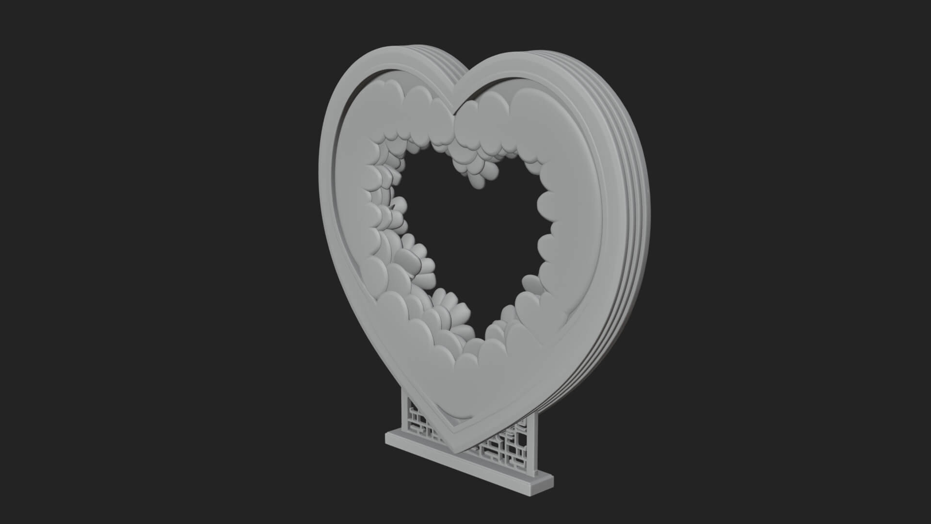 Ornate Framed Heart Plaque Design 48 3D Print Model 3D Model