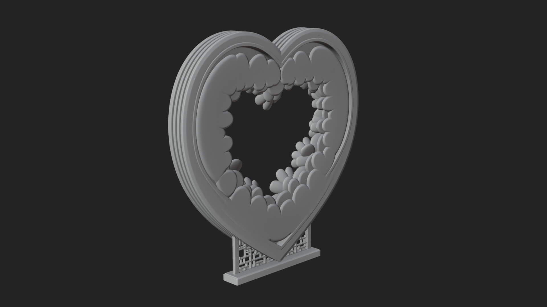 Ornate Framed Heart Plaque Design 48 3D Print Model 3D Model