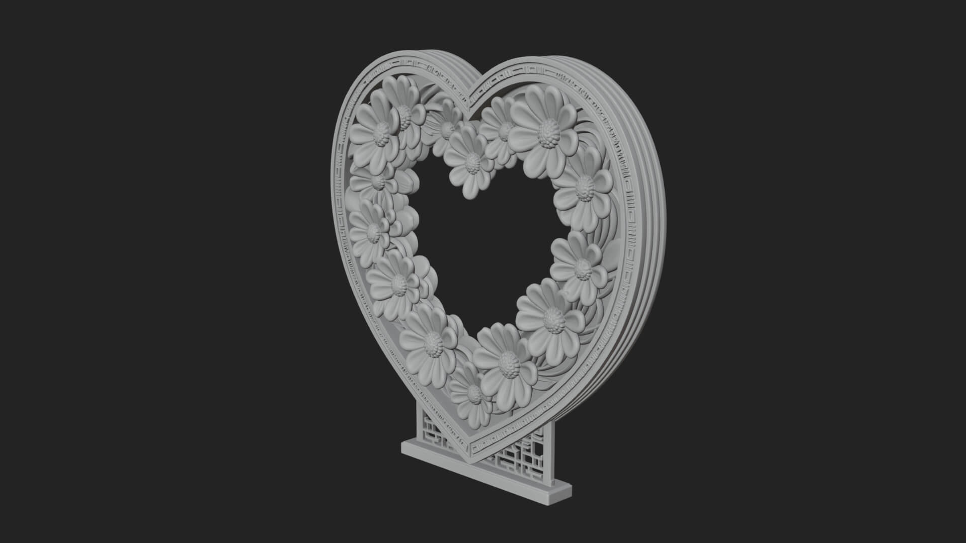 Ornate Framed Heart Plaque Design 48 3D Print Model 3D Model