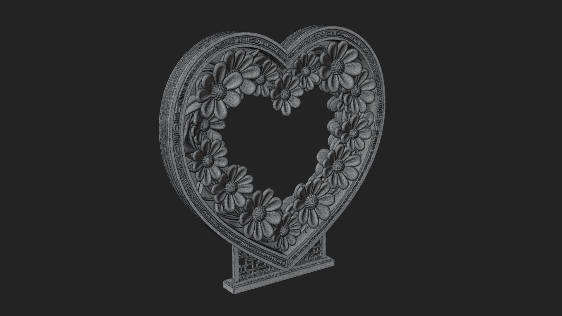 Ornate Framed Heart Plaque Design 48 3D Print Model 3D Model