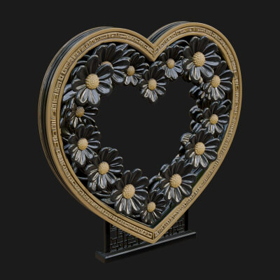 Ornate Framed Heart Plaque Design 48 3D Print Model