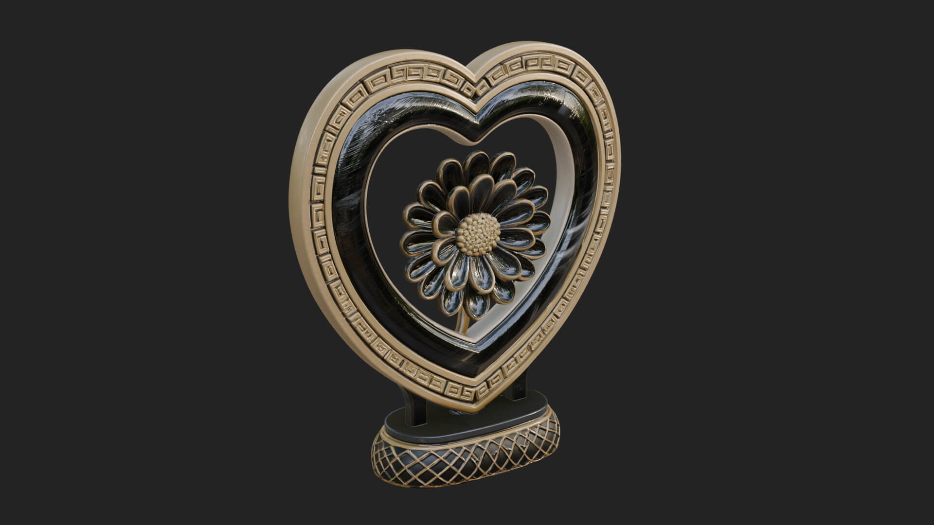 Ornate Framed Heart Plaque Design 49 3D Print Model 3D Model