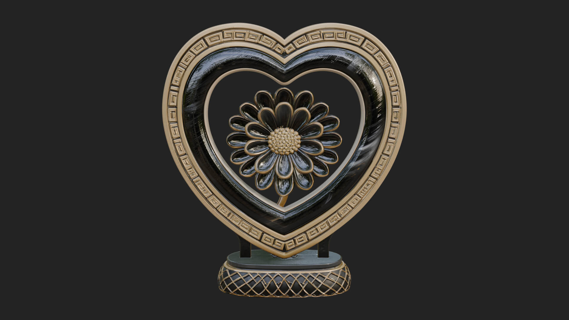 Ornate Framed Heart Plaque Design 49 3D Print Model 3D Model