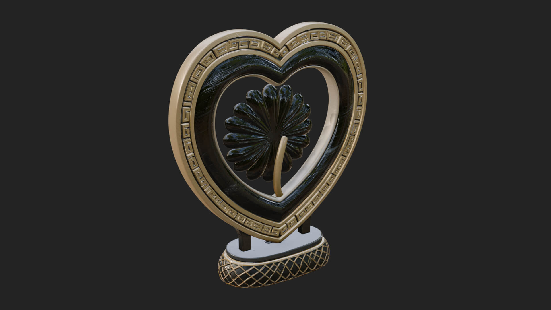 Ornate Framed Heart Plaque Design 49 3D Print Model 3D Model