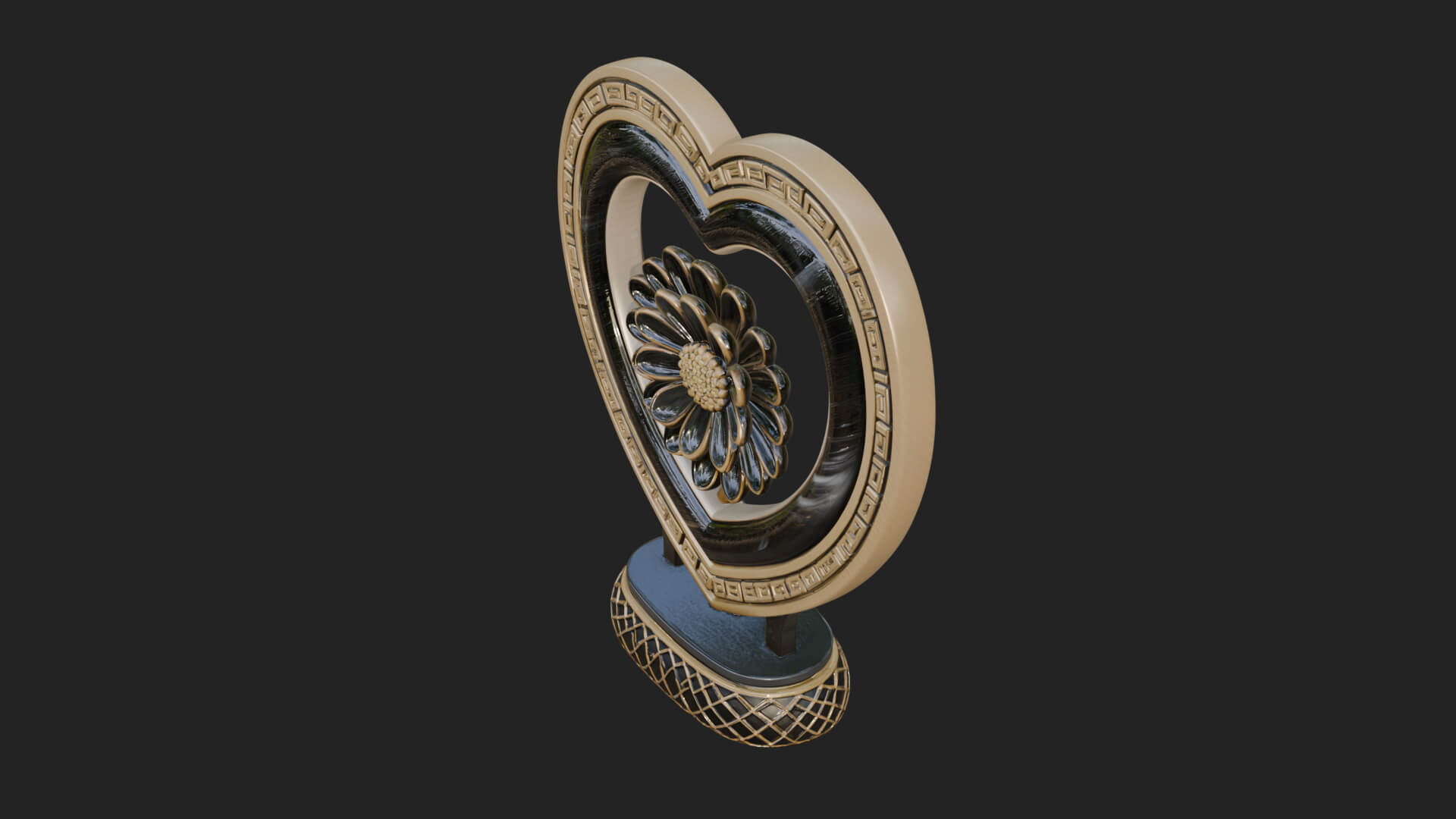 Ornate Framed Heart Plaque Design 49 3D Print Model 3D Model