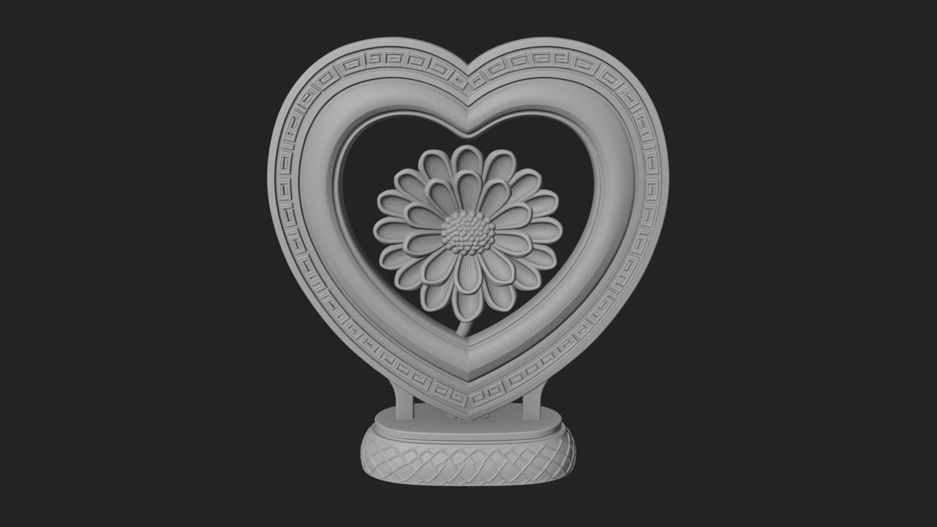 Ornate Framed Heart Plaque Design 49 3D Print Model 3D Model