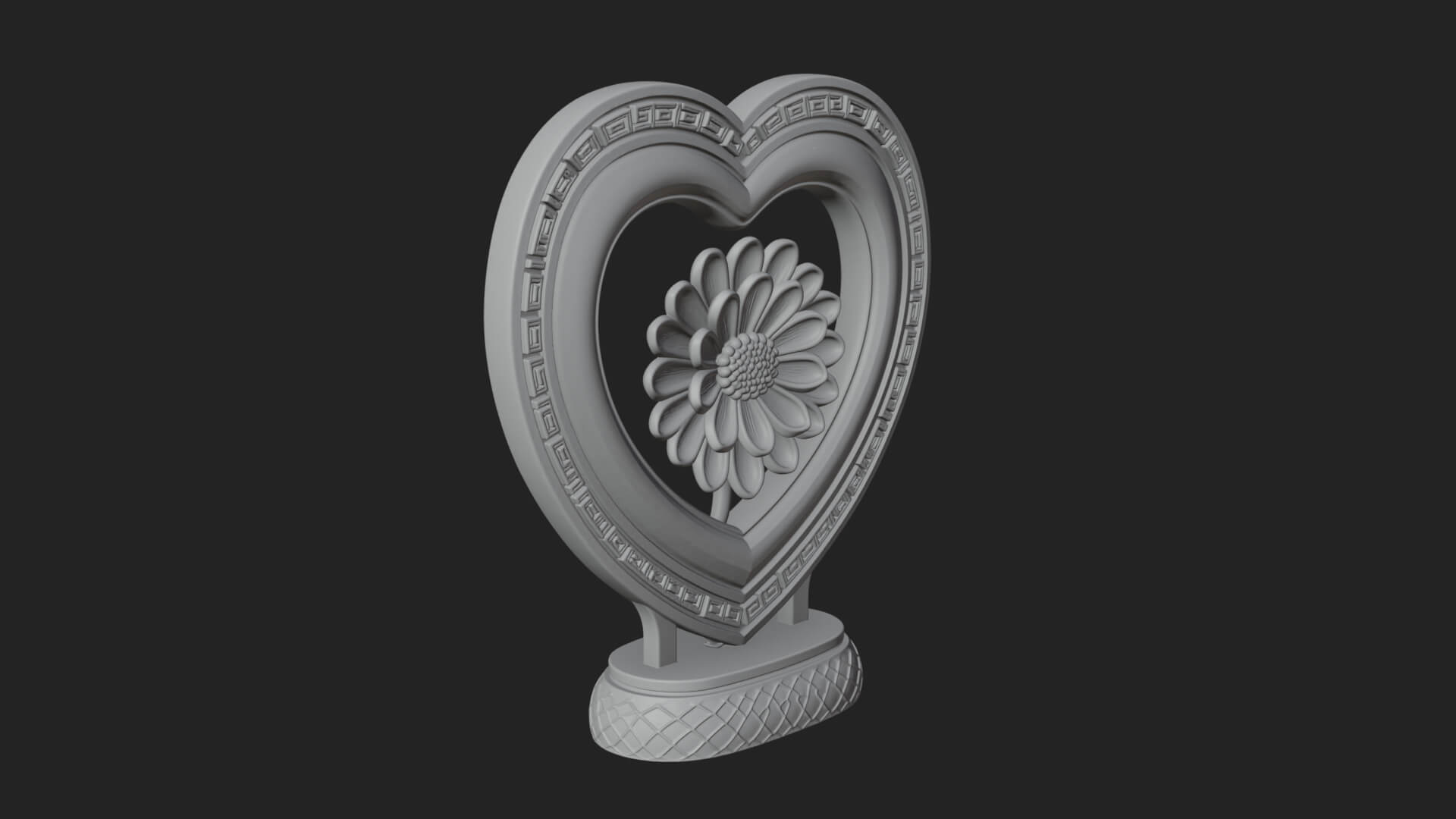 Ornate Framed Heart Plaque Design 49 3D Print Model 3D Model
