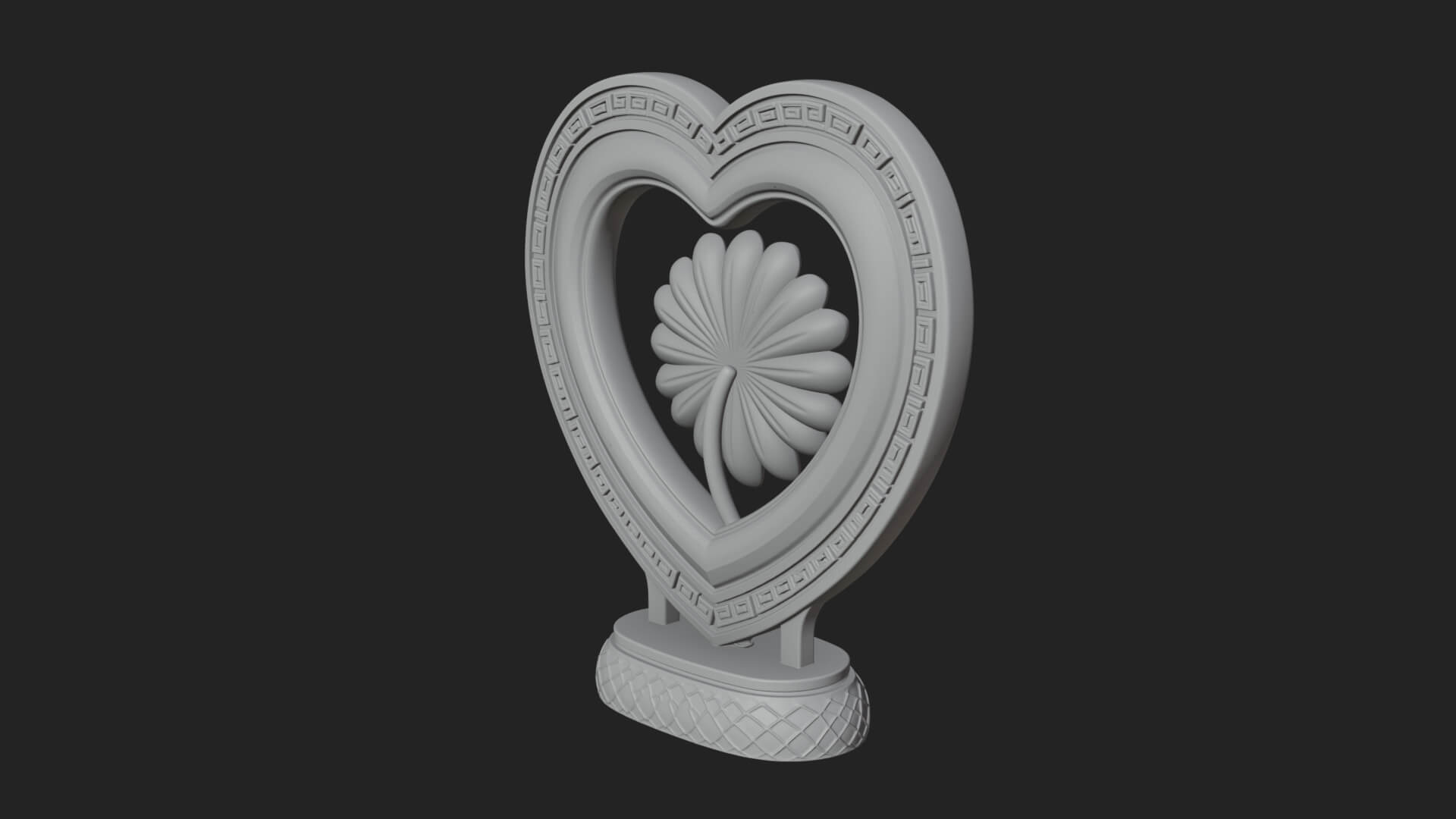 Ornate Framed Heart Plaque Design 49 3D Print Model 3D Model