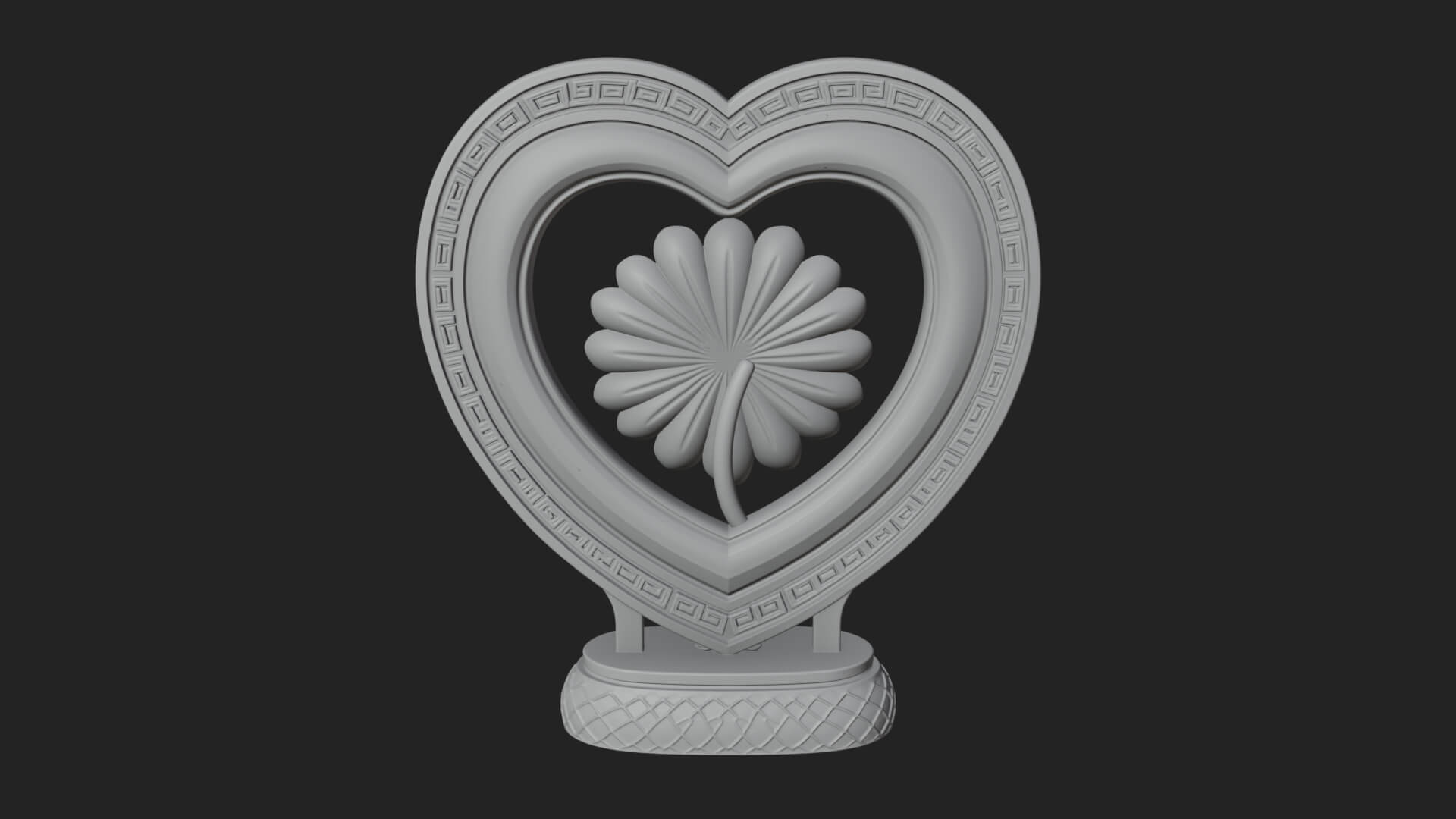 Ornate Framed Heart Plaque Design 49 3D Print Model 3D Model