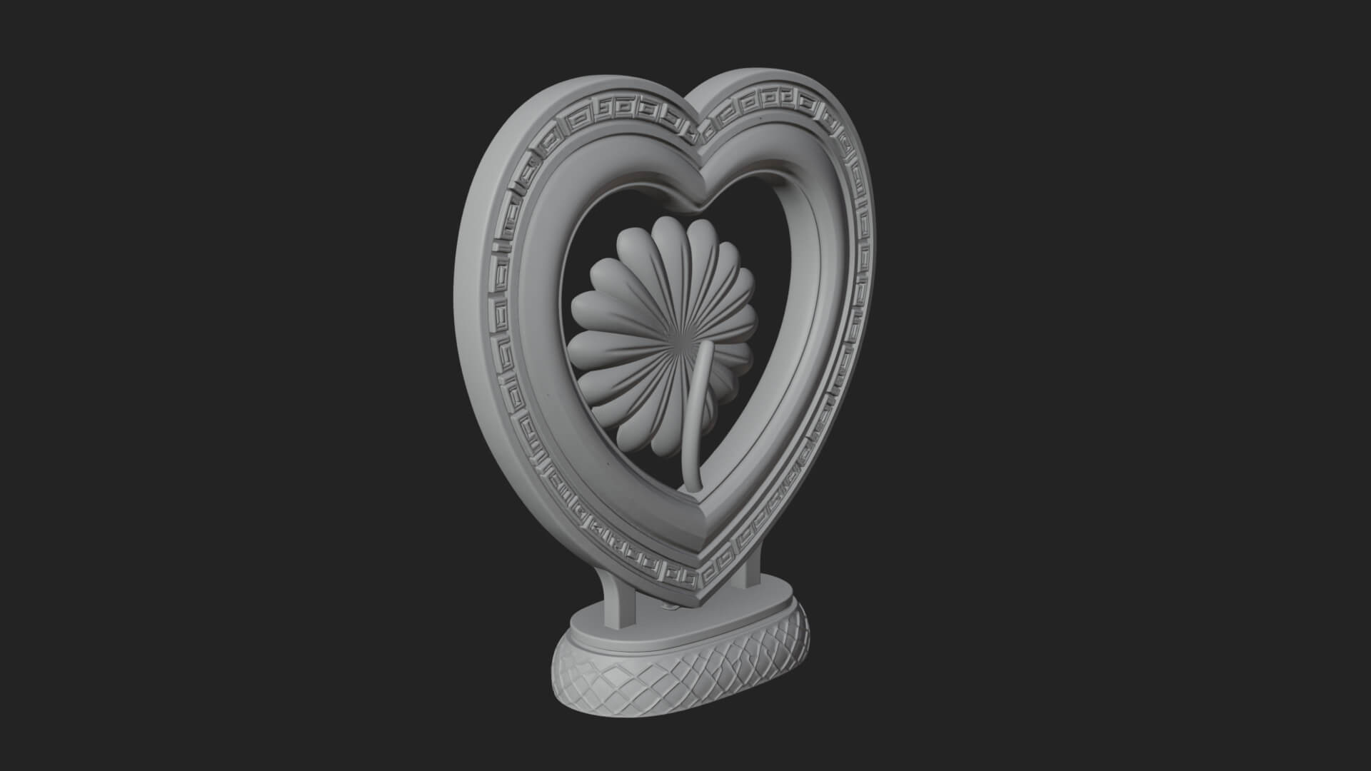 Ornate Framed Heart Plaque Design 49 3D Print Model 3D Model