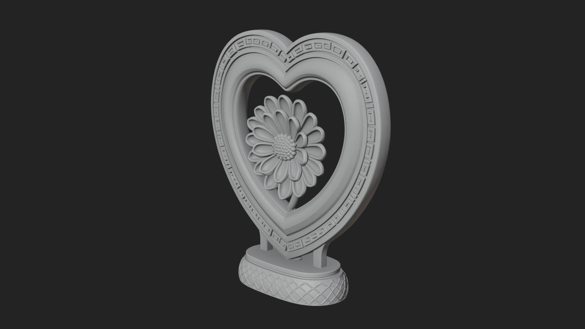 Ornate Framed Heart Plaque Design 49 3D Print Model 3D Model