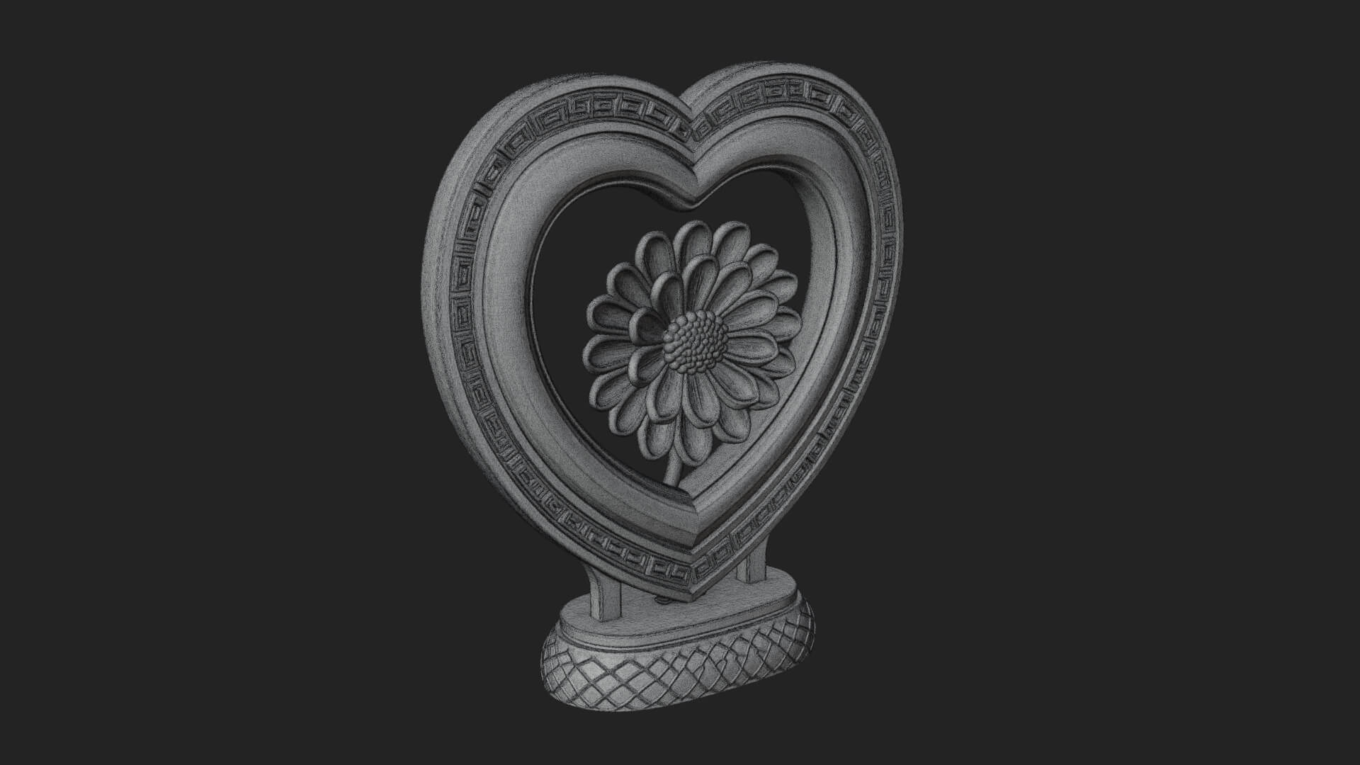Ornate Framed Heart Plaque Design 49 3D Print Model 3D Model