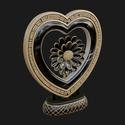 Ornate Framed Heart Plaque Design 49 3D Print Model