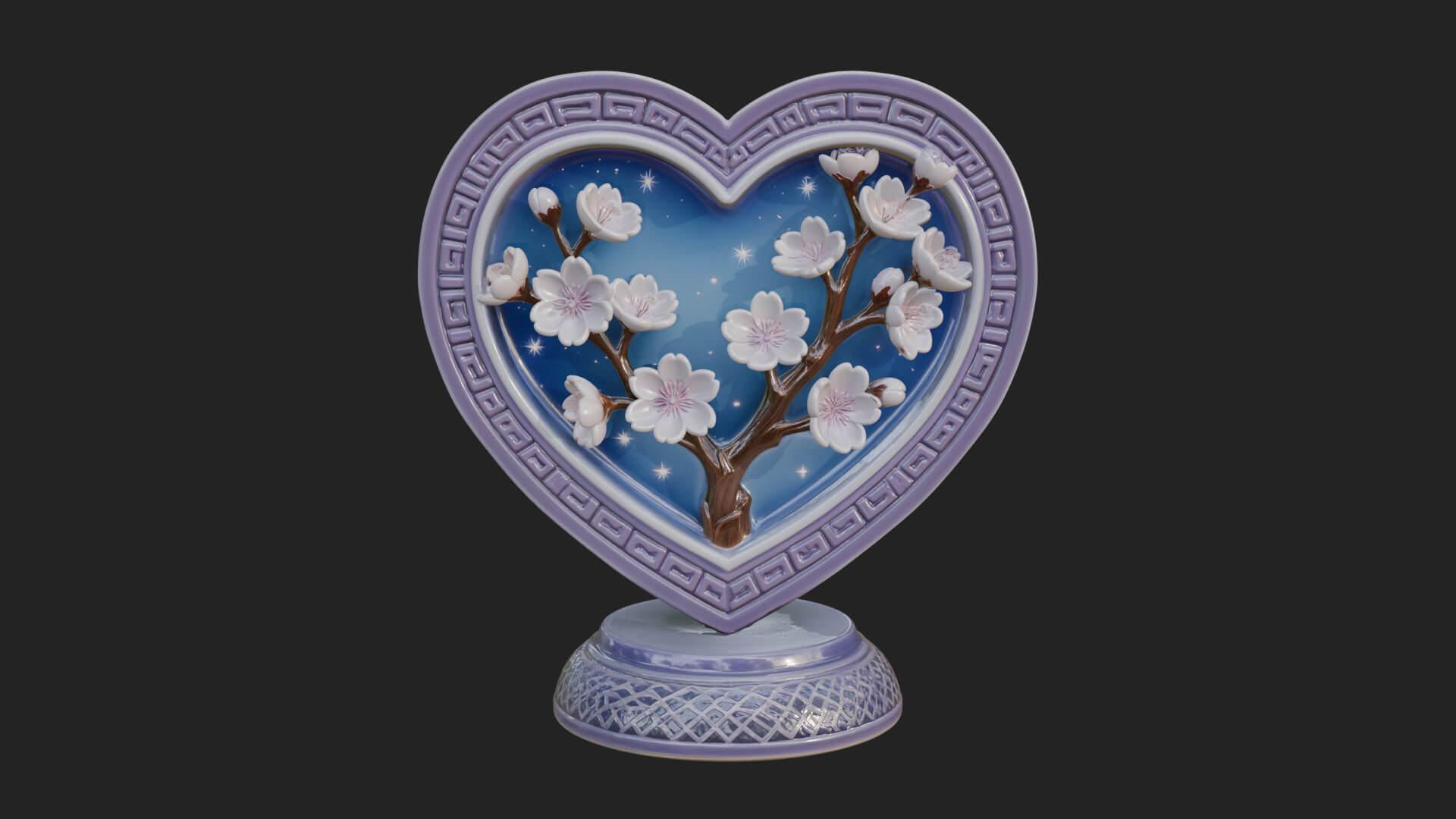 Ornate Framed Heart Plaque Design 50 3D Print Model 3D Model