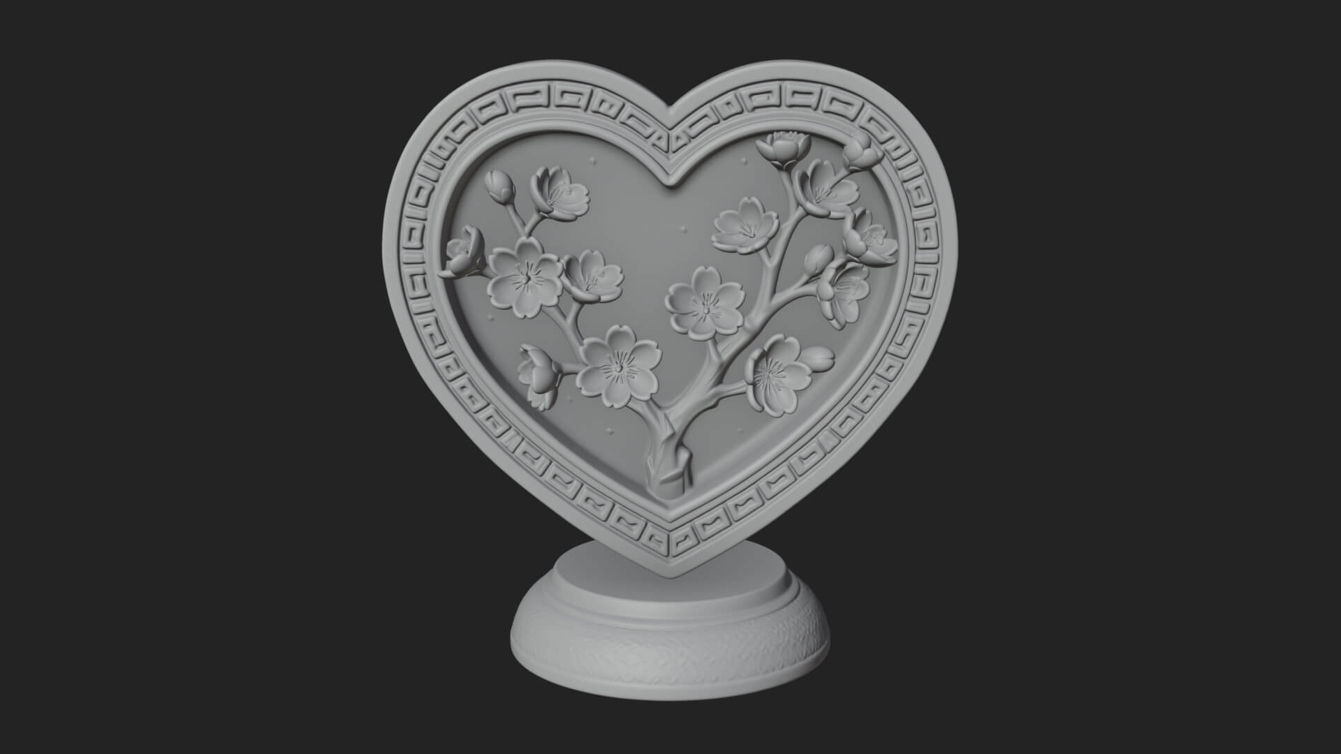 Ornate Framed Heart Plaque Design 50 3D Print Model 3D Model