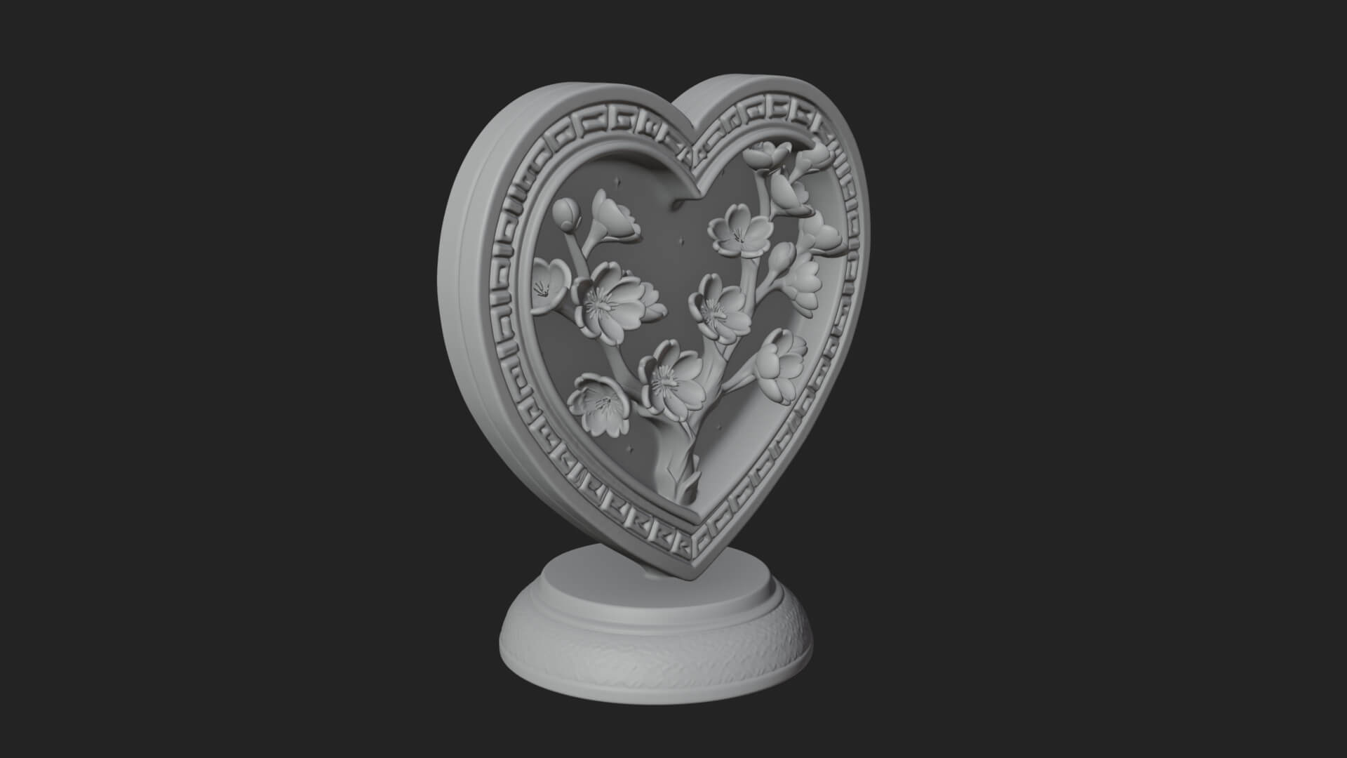 Ornate Framed Heart Plaque Design 50 3D Print Model 3D Model